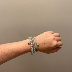 Blue beaded bracelets (3)